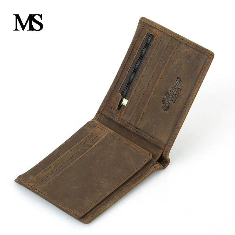 Высокое качество корова кожаные мужские кошельки фирменный дизайн Двойные