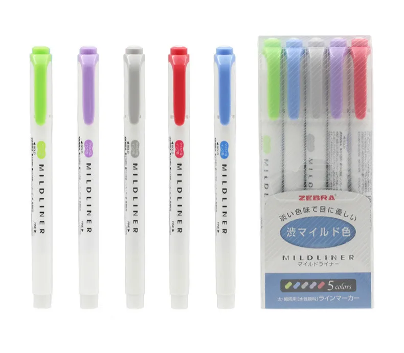5 Colors C Японский Zebra Mildliner Light с двойной головкой WKT7 художественный маркер авторучка школа хайлайтер живопись Канцтовары пуля журнал поставок - Цвет: 5 Colors C