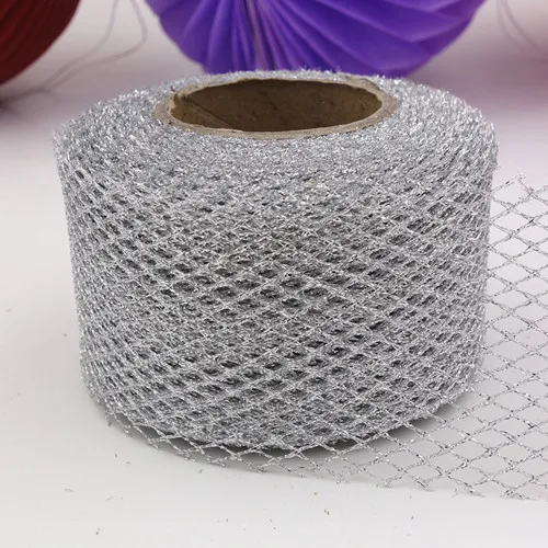 Silver 5 см 25 ярдов алмазное отверстие блестящая сетка тюль рулон для DIY Рождественская елка Бант украшение подарочная упаковка 22,8 метров - Цвет: Silver