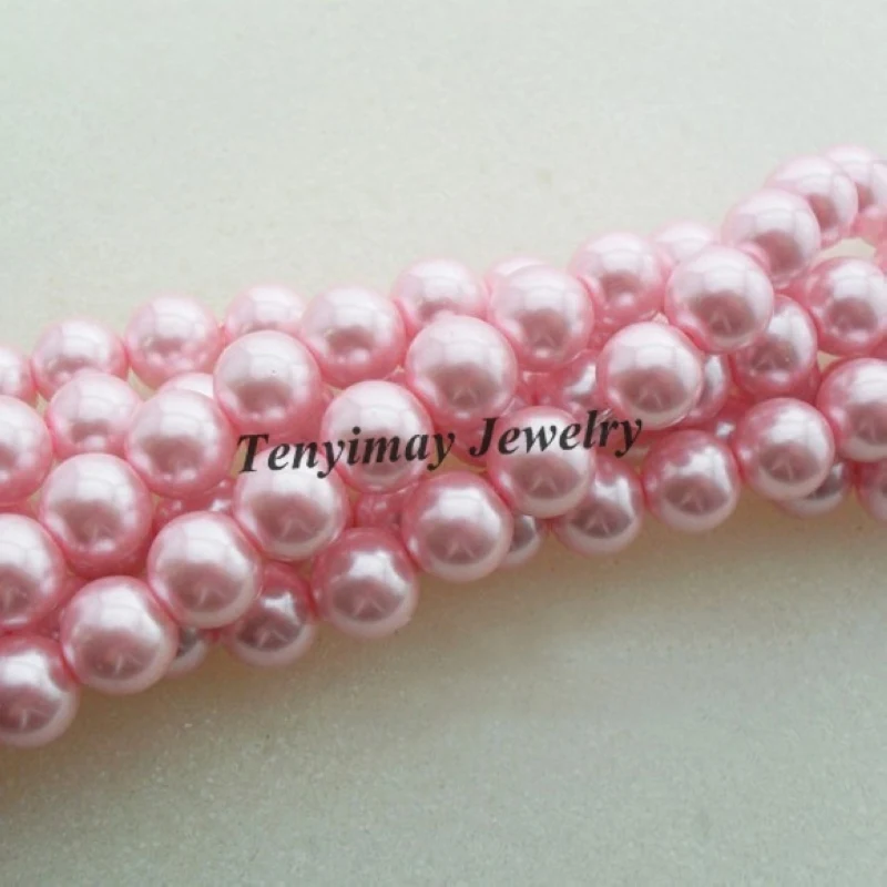 

Wholesale 5 Strands 85cm/Strand 10mm Pink Glass Imitation Pearl Loose Beads Free Shipping