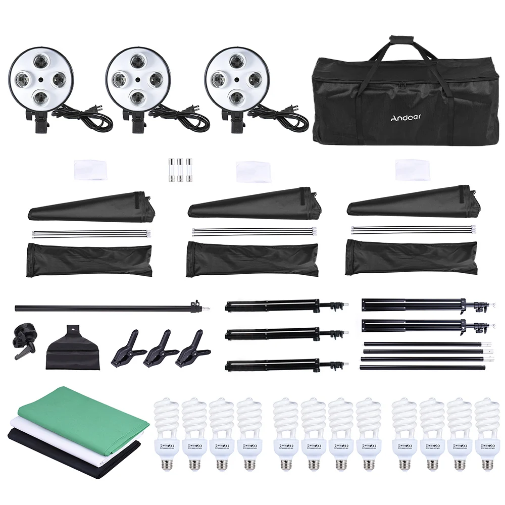 Andoer светильник для фотостудии ing Kit сумка переноски задник подставка 4 в 1 лампа