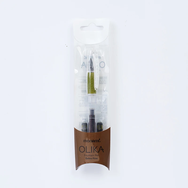 Olive green Monami OLIKA прозрачная перьевая ручка EF 0,38 мм супер тонкий наконечник из нержавеющей стали Kalem Stylo Plume Caligraphy ручка канцелярские принадлежности - Цвет: Olive green