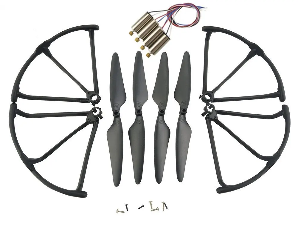 

4pcs CCW CW Motors with Metal Gear Main Blade Propellers Propeller Guard Protectors for Hubsan H502E H502S RC Quadcopter Drone