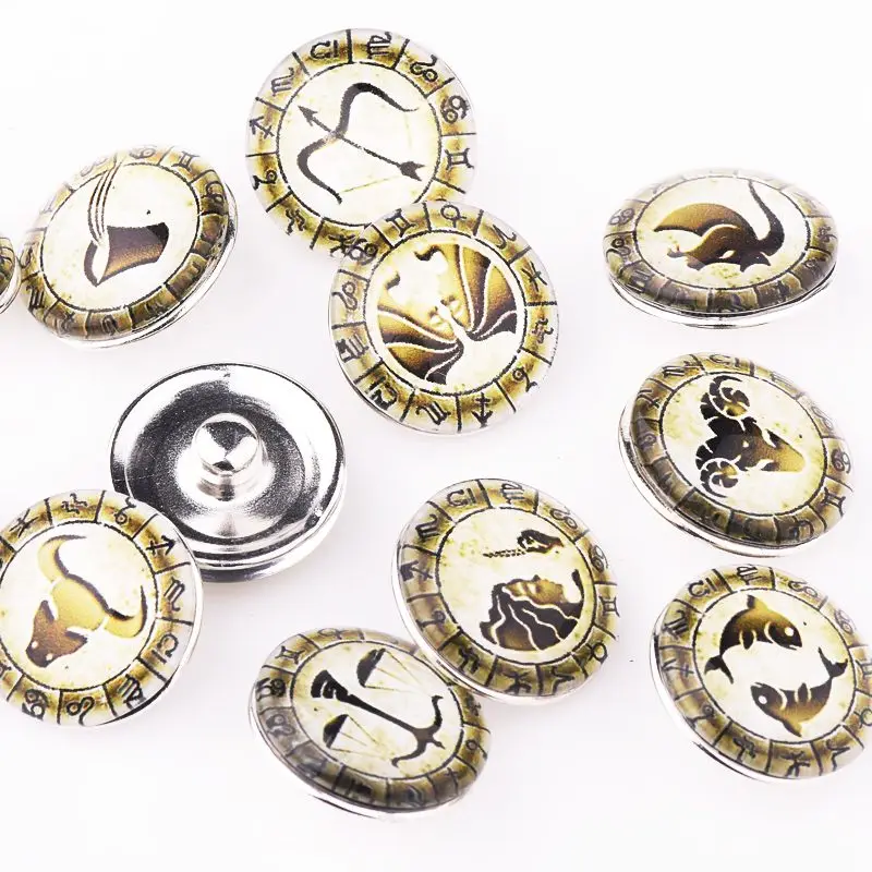 12 шт./лот смешанные стили винтажные созвездия узор кнопки подходят для браслета