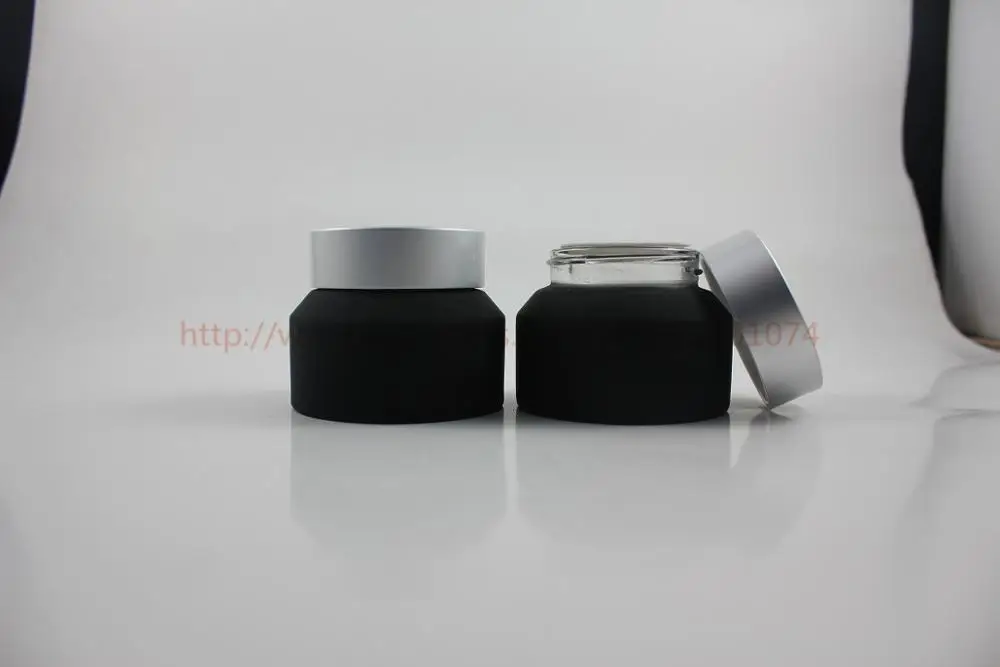 50g окрашенные Черное Матовое Стекло со спущенным плечом баночка для крема с