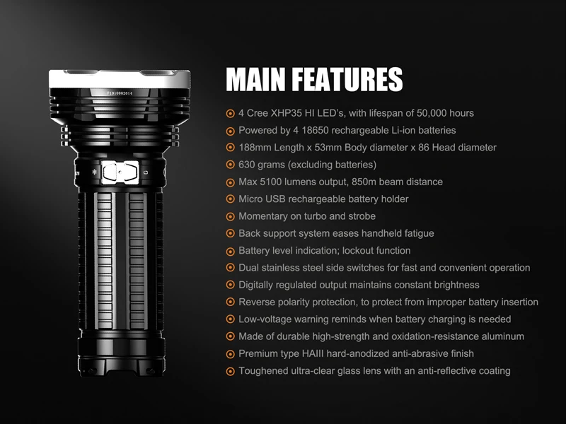 Темный Терминатор FENIX TK75 Cree XHP35 HI светодиодный 5100 люмен супер яркий многофункциональный фонарик