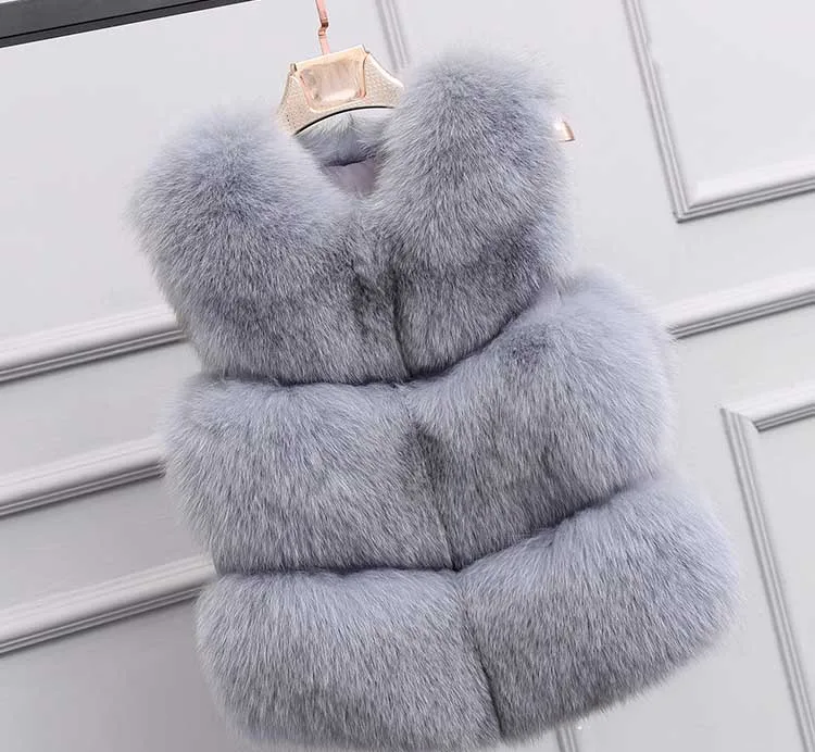 Mid Grey Женский жилет из натурального Лисьего меха, женский зимний Осенний жилет из натурального Лисьего меха, Модный женский жилет, жилет из натурального меха для женщин - Цвет: Mid Grey