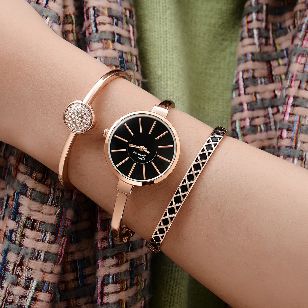 Женские часы с бриллиантами и браслетом 3 шт. в комплекте роскошные повседневные