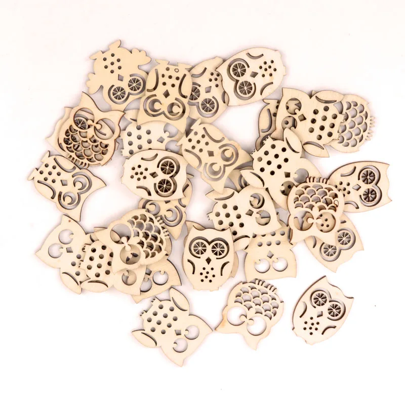 

Handmade Wooden Crafts Home Decoration Accessories Scrapbooks Children Painting DIY Mixed Owl Pattern 30-40mm 20pcs MT1544