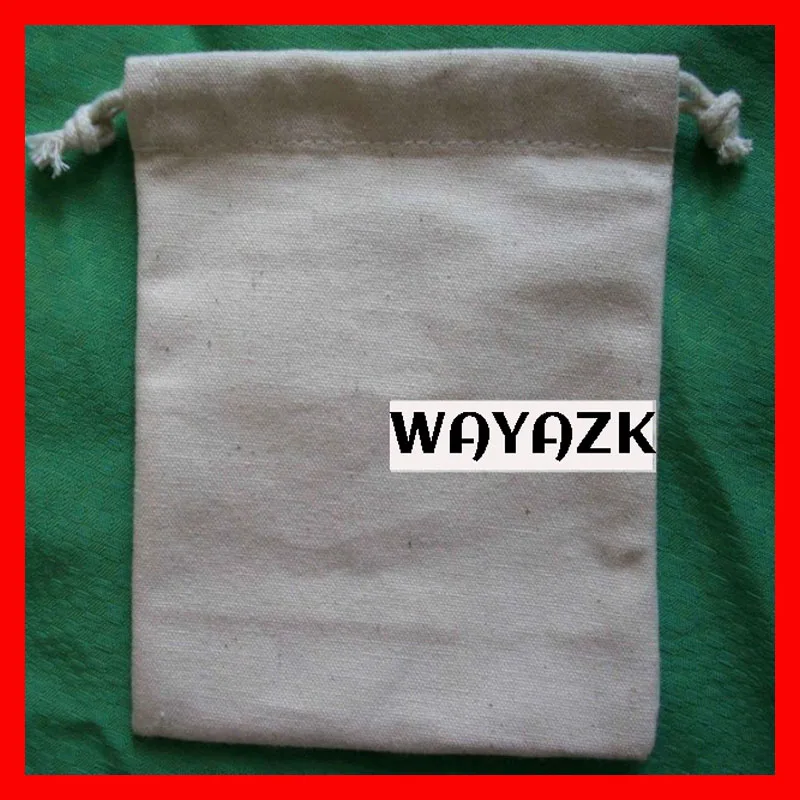 (100pcs/lot) Wholesale small blank canvas cotton drawstring bag with logo printed