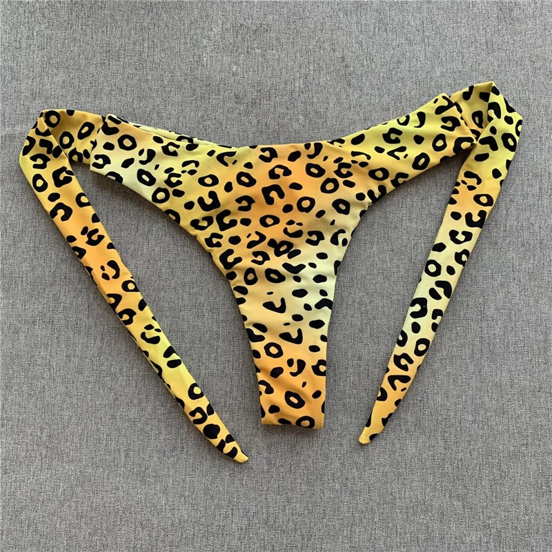Женский купальник с леопардовым принтом бандажный купальный костюм чашками пуш