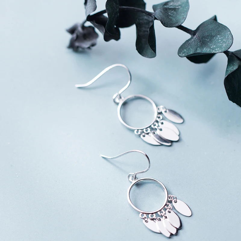 Женские серьги подвески INZATT круглые геометрические из стерлингового серебра 925