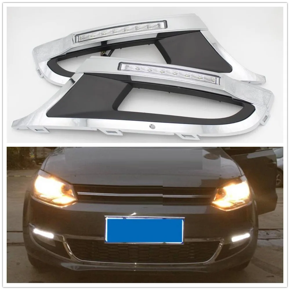 2 шт. x для VW Polo 6R 2009 2010 2011 2012 2013 Автомобильный Стайлинг светодиодный DRL дневные ходовые огни водонепроницаемый с жгутом