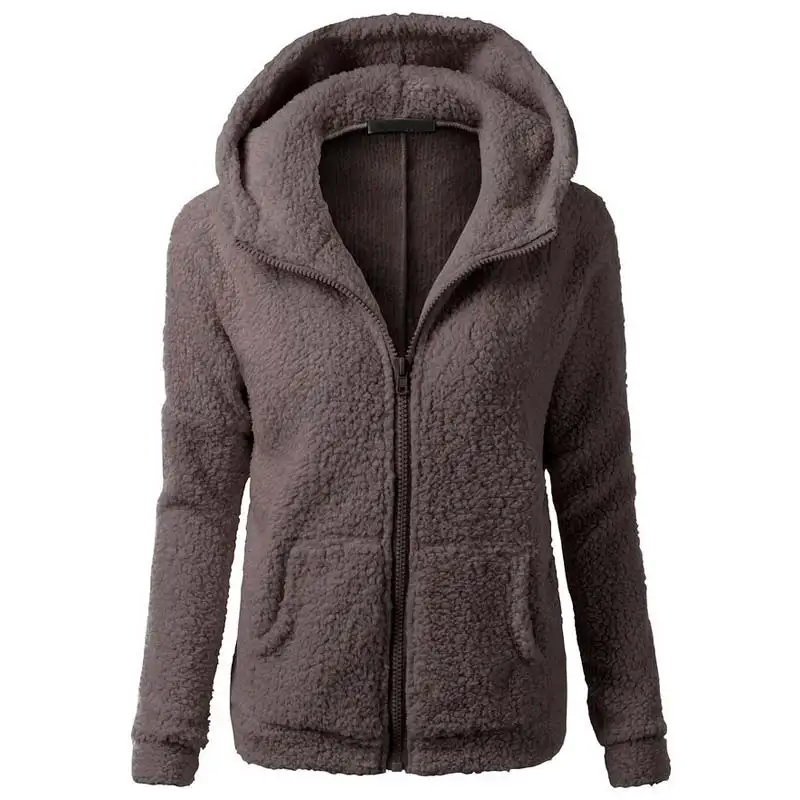 

Fashion Women Hooded Jacket Plush Hoodie Zipper Sweatshirt Fleece Winter Autumn Coat Tops H8