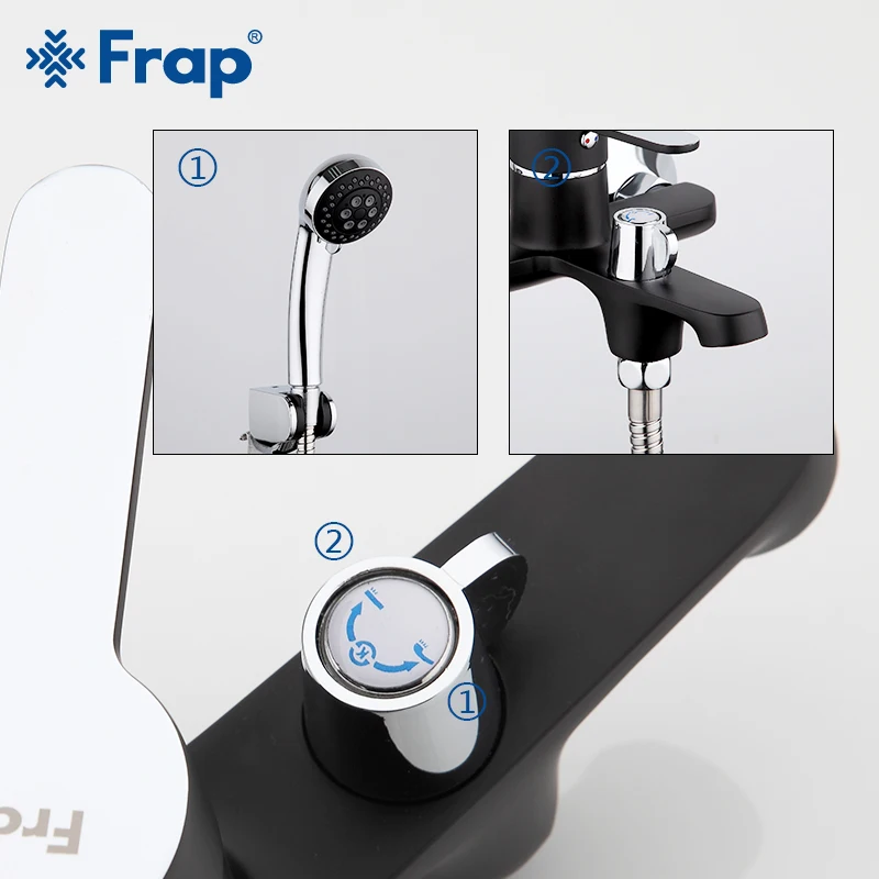 Frap Black Bathroom Shower Brass Chrome Wall Mounted Faucet Head sets black bath shower mixer bathtub faucet F3242 | Обустройство