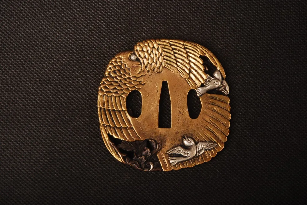 Высококачественный меч золотистого и серебристого цвета Tsuba для японской