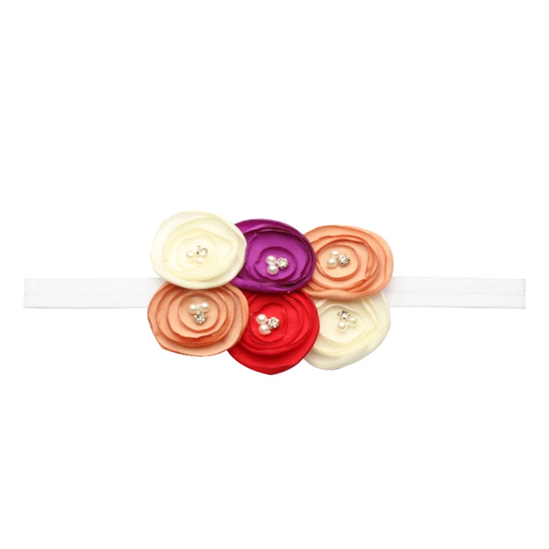Hot Sale Lovely Girls Three Little Flowers with Rhinestone Elastic Hairband Hair Wear Headwear Head Band Kids Accessories | Детская