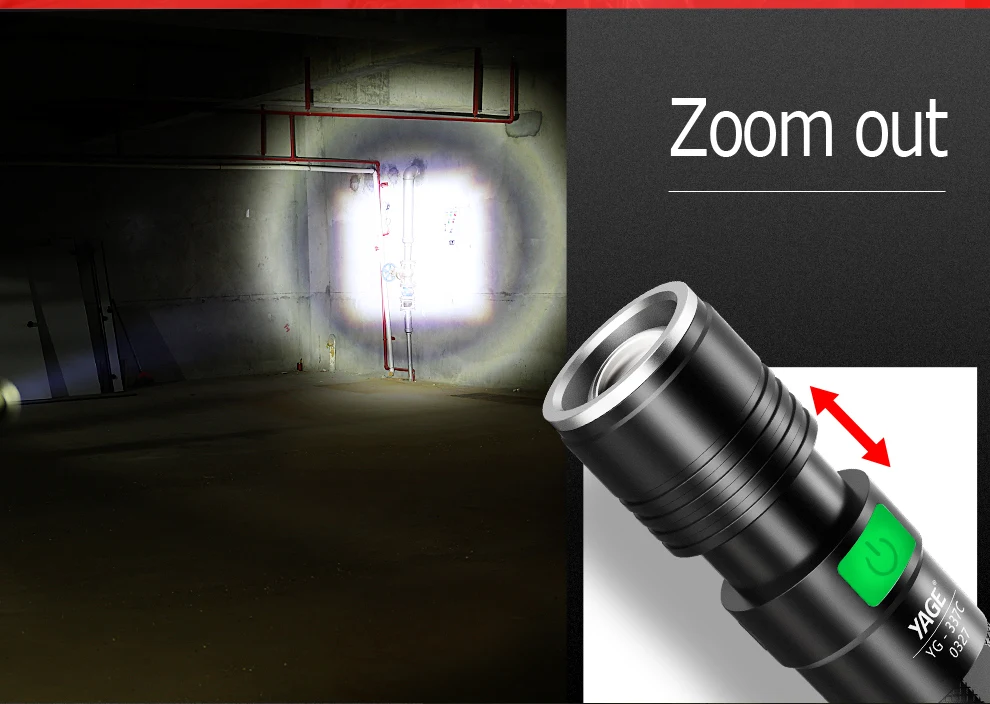YAGE WidGT тактический фонарик алюминиевый Zoomable CREE Q5 светодиодный светильник фонарь светильник для 18650 перезаряжаемый аккумулятор USB 5 режимов