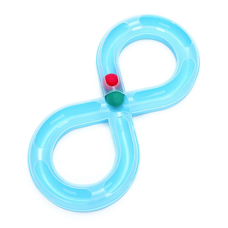 Blue Petshy забавный кот трек игрушки диск с шариком пластмассы Нескользящая Интерактивная тренировка котенок поворотный стол туннельная игрушка для кошек - Цвет: Blue