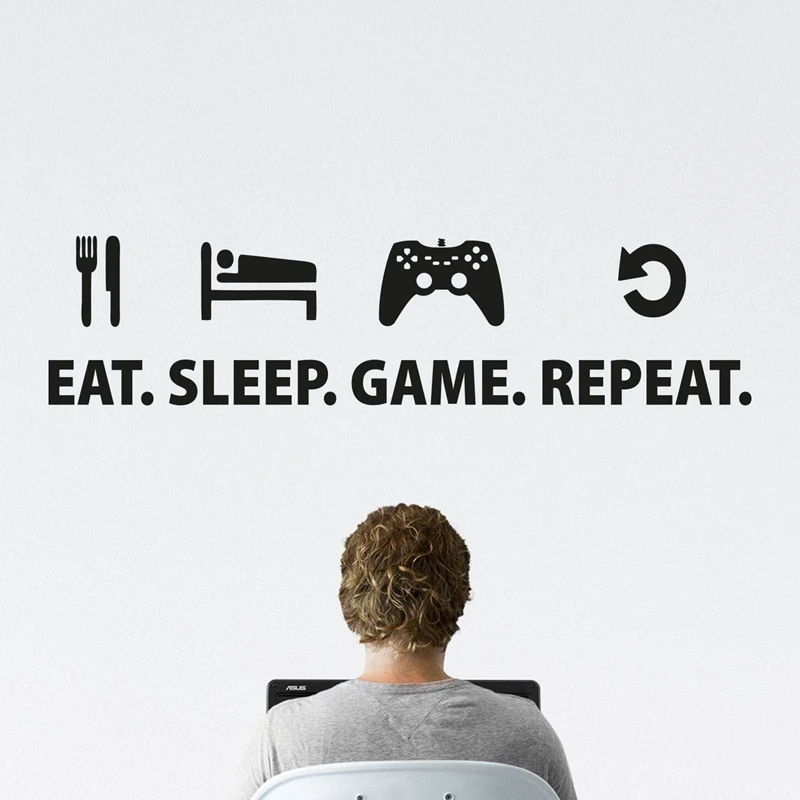 Игровой стикер Eat Sleep повтор наклейка для игровой комнаты плакаты тематики