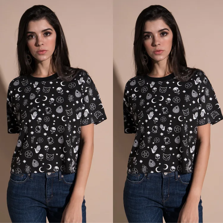 Мода o образным вырезом футболка с короткими рукавами Женская Повседневная для