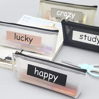 1pc fashion transparent net yarn mesh pen pencil case school supplies pencilcase student stationery woman cosmetic make up bag