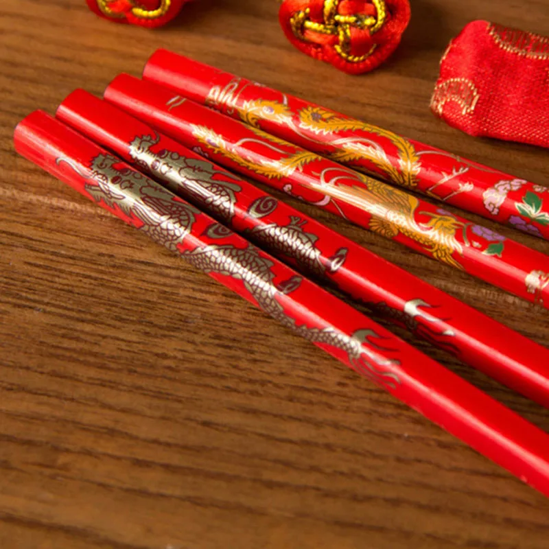 100 пар деревянные китайские палочки для еды с драконом|wedding chopsticks|double happinesschopsticks