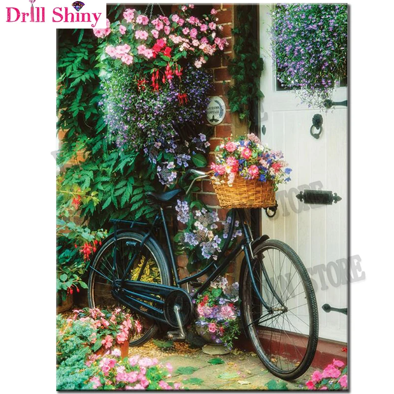 Алмазная вышивка 5D DIY для велосипеда с цветком 3D алмазная живопись крестиком