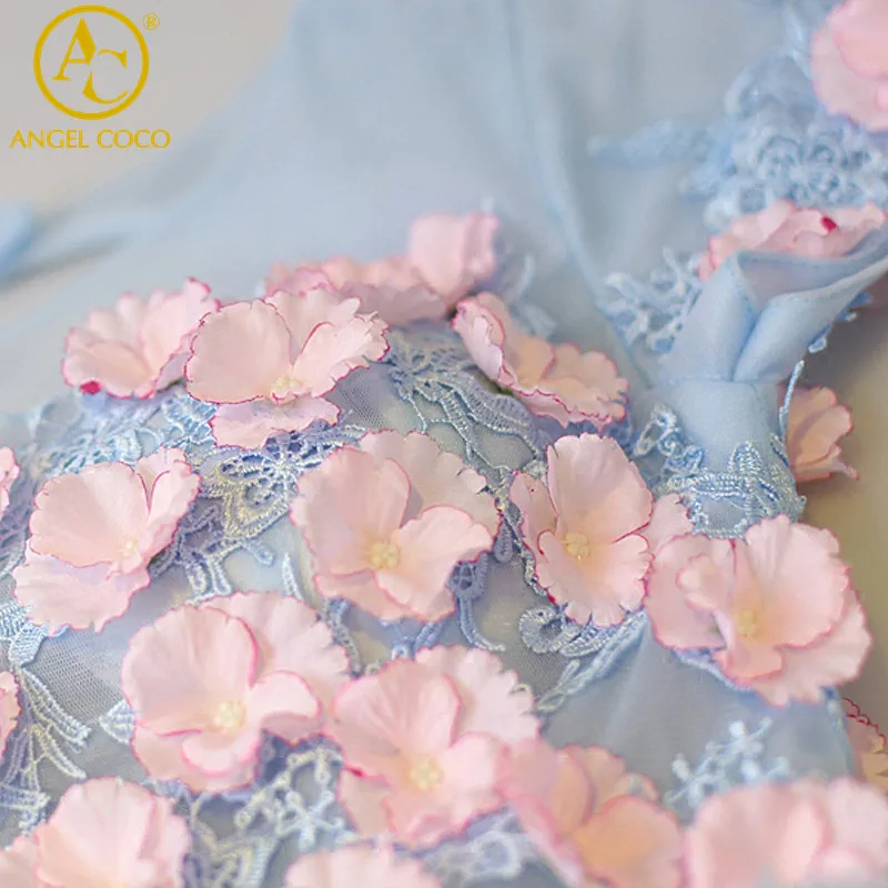 2017 Новый Свет Выпускной Blue Lace Вечернее Платье Сексуальный Line Вышивка Длинные
