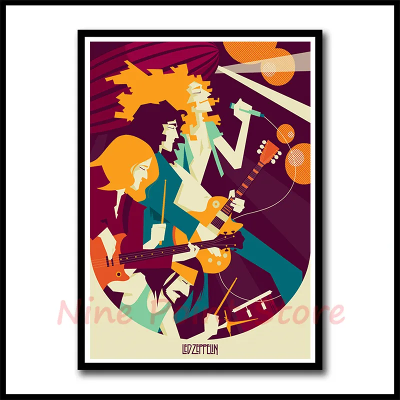 Led Zeppelin рок-музыка с покрытием бумажные Плакаты для дома спальни общежития Настенный декор Бескаркасный плакат - Цвет: Светло-серый