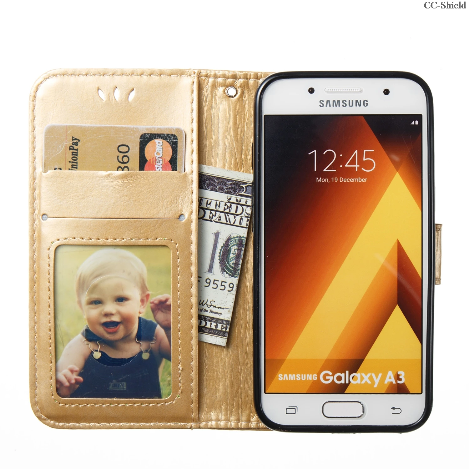 Флип-кейс для Samsung Galaxy A3 A 3 2017 A320F/DS SM-A320F/DS бабочка кожаный чехол телефона A320 A320F