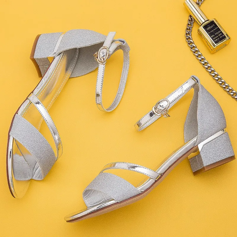 XDA Летние женские сандалии открытый носок женская обувь на среднем каблуке с