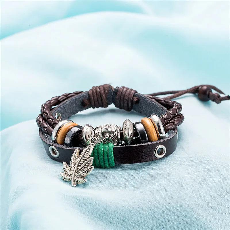 Панк коричневый Браслеты для Для женщин мужчин браслет женский Пояса из