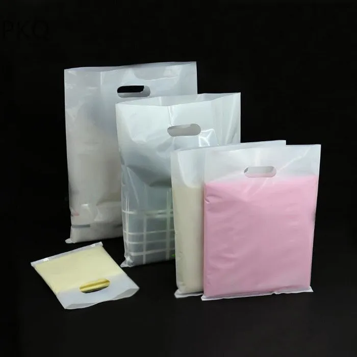 500pcs/lot Custom Company logo name White Plastic Shopping Bag small Clothes Packaging Handle Customized | Дом и сад