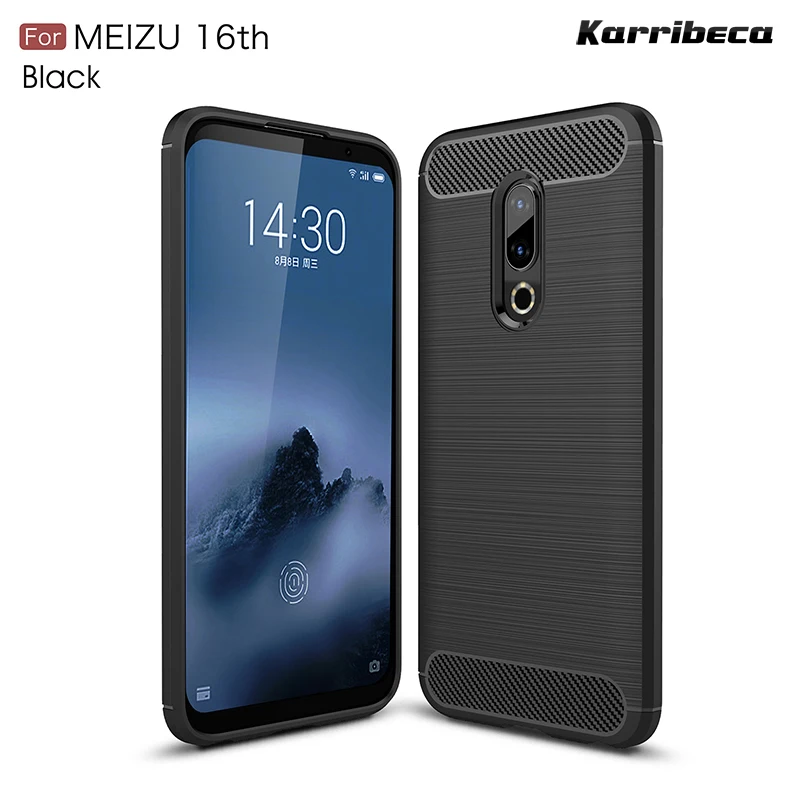 Углеродного волокна матовый Силиконовый чехол на meizu 16 случае чехла case прочная
