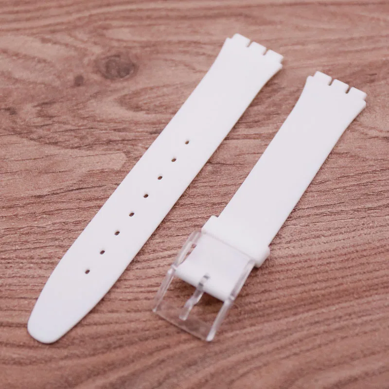 white Аксессуары для часов, применимые для SWATCH, ультратонкий сменный силиконовый ремешок серии 16 мм SFK360 361 - Цвет ремешка: white