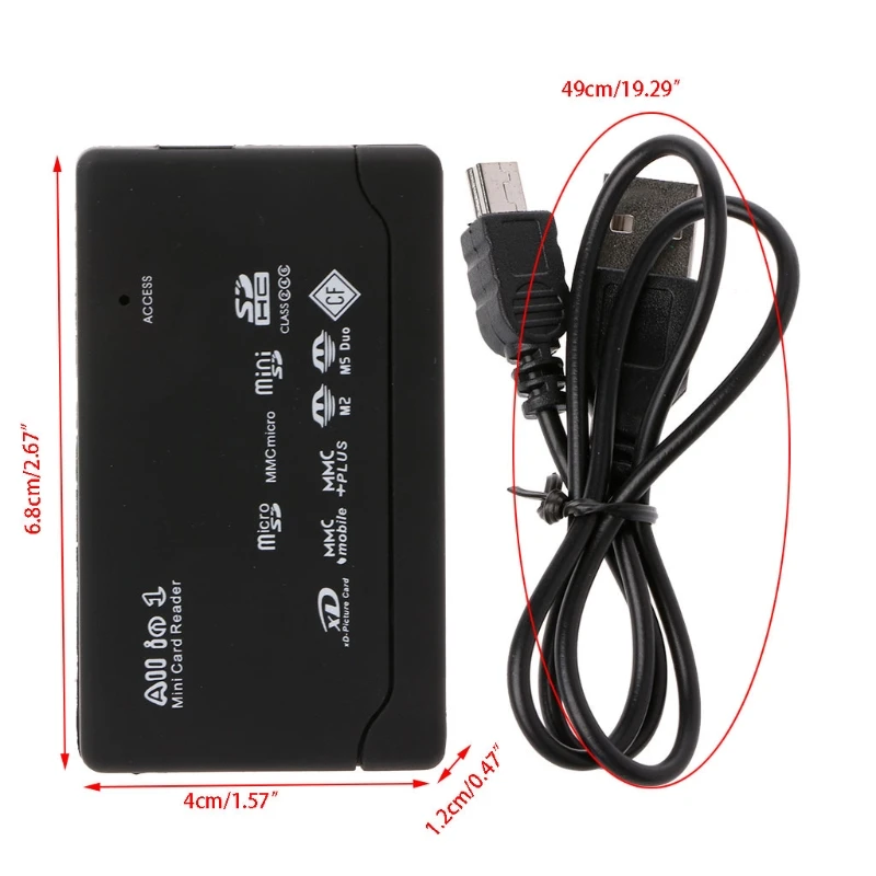 Устройство для чтения карт памяти все в одном USB внешнего Mini Micro SD SDHC M2 MMC XD CF