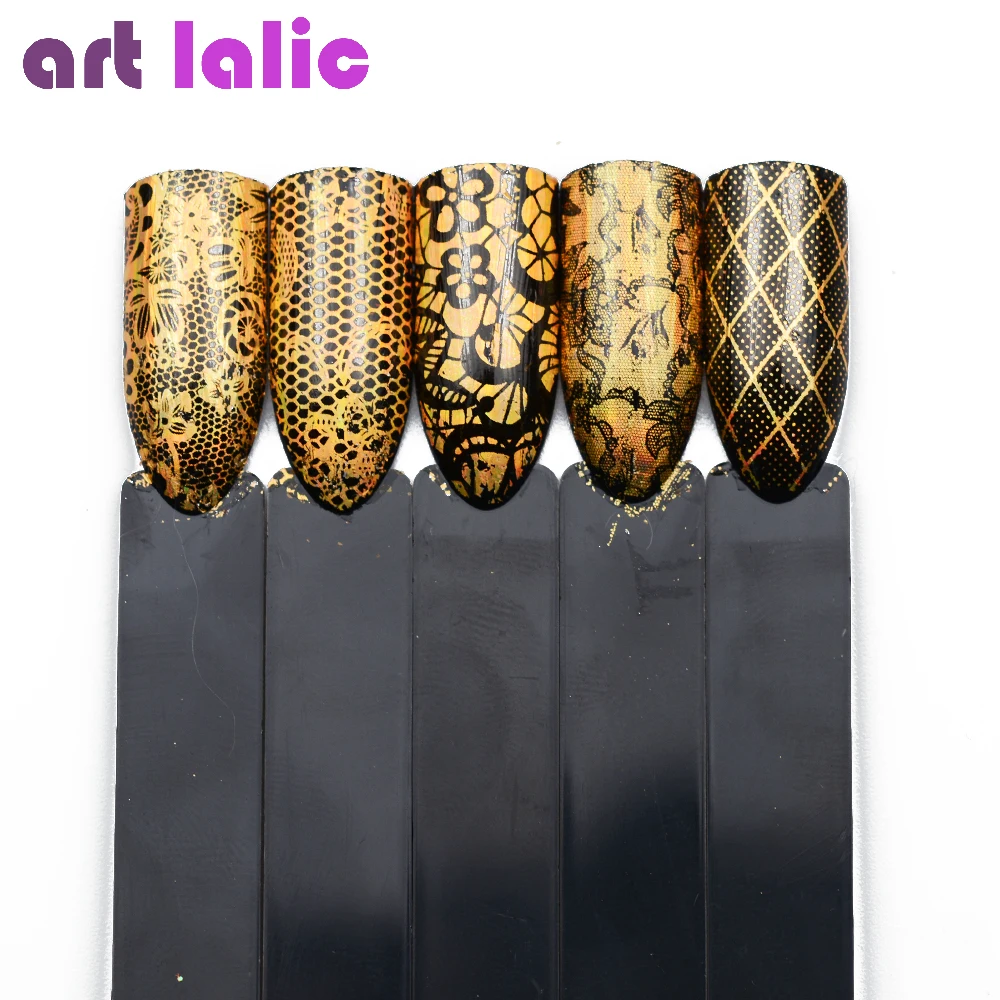 16 видов конструкций/набор Великолепный золотой цвет фольга для ногтей советы