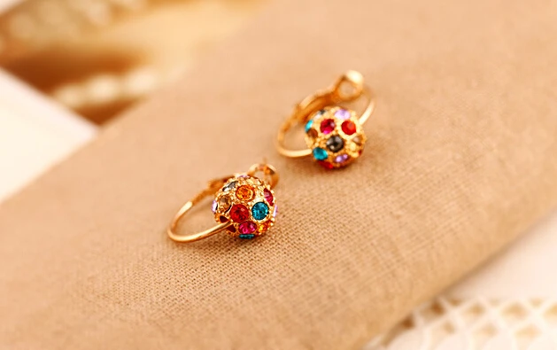 Женские серьги-кольца золотого цвета роскошные круглые серьги с цветными