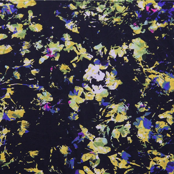 Черный фон с абстрактным рисунком Шелковый крепдешин 19 момме SCDC769|Ткань| |