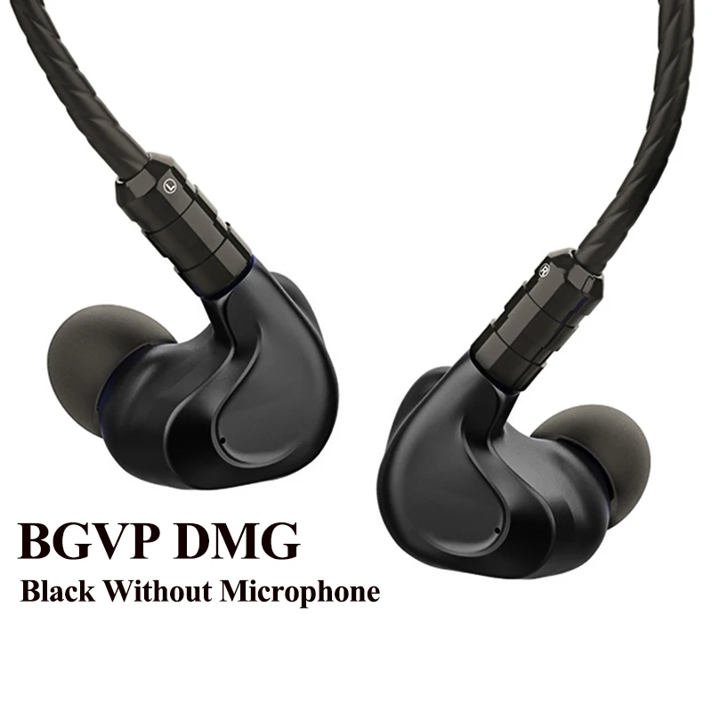 Black No Mic BGVP DMG 2DD+ 4BA гибридные драйверы наушники-вкладыши металлический высококачественный монитор со съемным аудиокабелем MMCX и тремя насадками - Цвет: Black No Mic