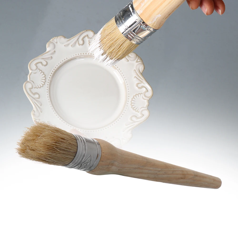 Head diameter 20/25/30/40/50mm Round Bristle Chalk Oil Paint Painting Wax Wooden Handle Brush Artist | Канцтовары для офиса и