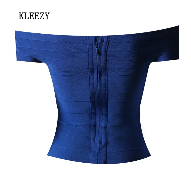 Kleezy с открытыми плечами Slash шеи бинты Женщины Топ Леди жилет Camiseta 4 вида цветов