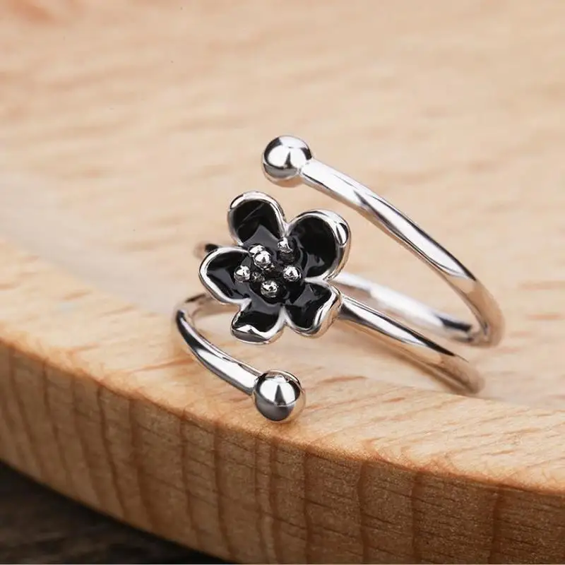 

Everoyal Charm 925 Sterling Silver Rings For Women Jewelry Adjustable Vintage Flower Rings Female Birthday Party Accessories Hot