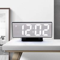 digital display alarm usb clock mirror multifunction led desktop table wake up table light office home use