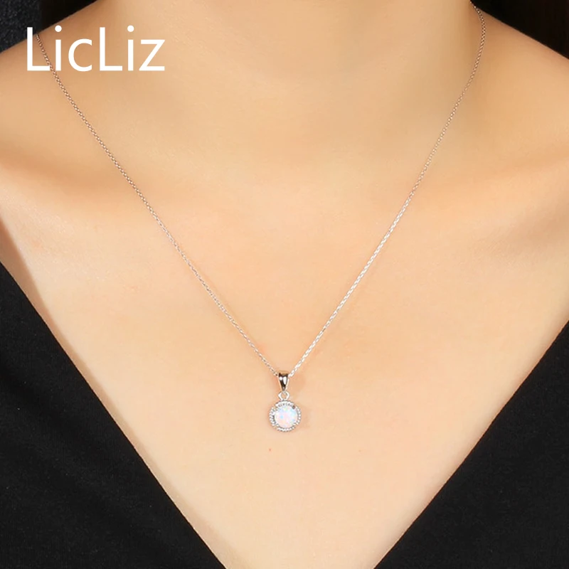 Lililiz 925 Серебряный Опаловый кулон ожерелье для женщин натуральный камень пасьянс