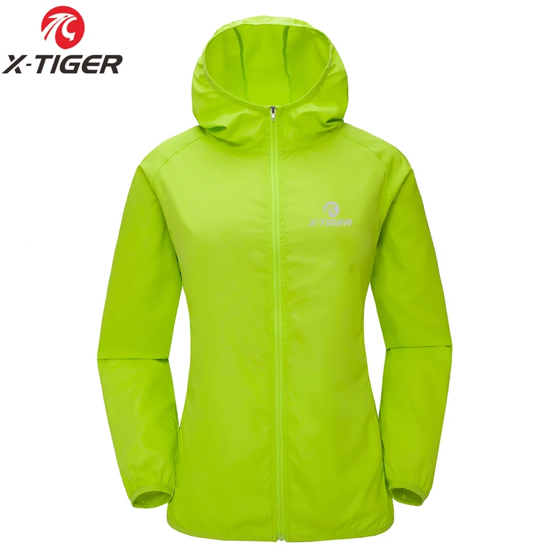 X-TIGER ветрозащитная Светоотражающая велосипедная Джерси MTB Bike Windcoat супер светильник Солнцезащитная походная куртка велосипедная спортивная одежда - Цвет: Зеленый