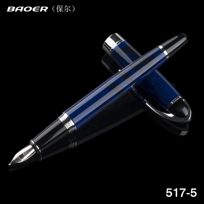 Роскошные подарочные ручки Baoer 517 набор гладких синих металлических перьевых