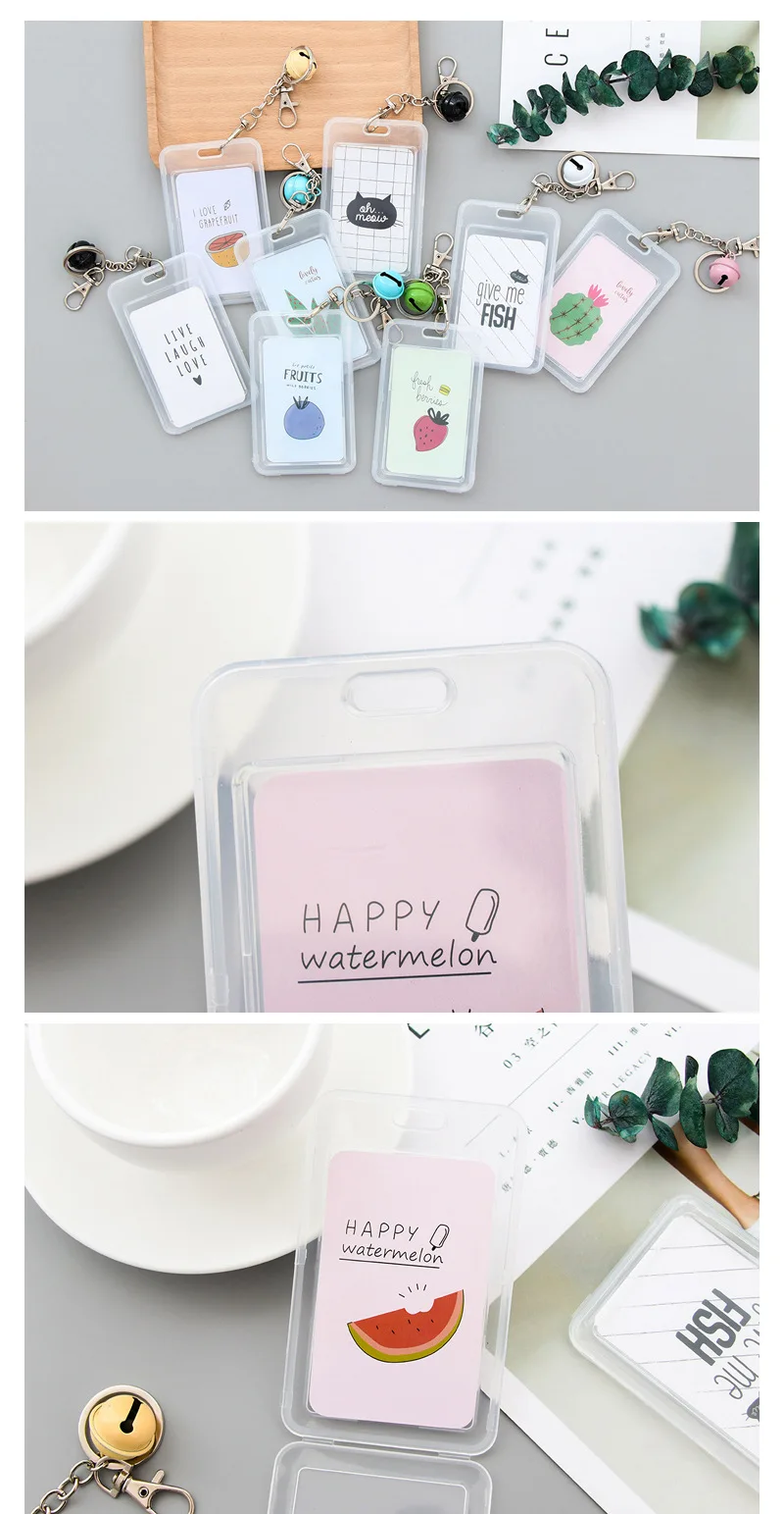 Coloffice 1 шт. Kawaii С мультипликационным рисунком держатель с колокольчиками Note ID кредитный автобус/карта еды хранения канцелярский брелок школьный офис
