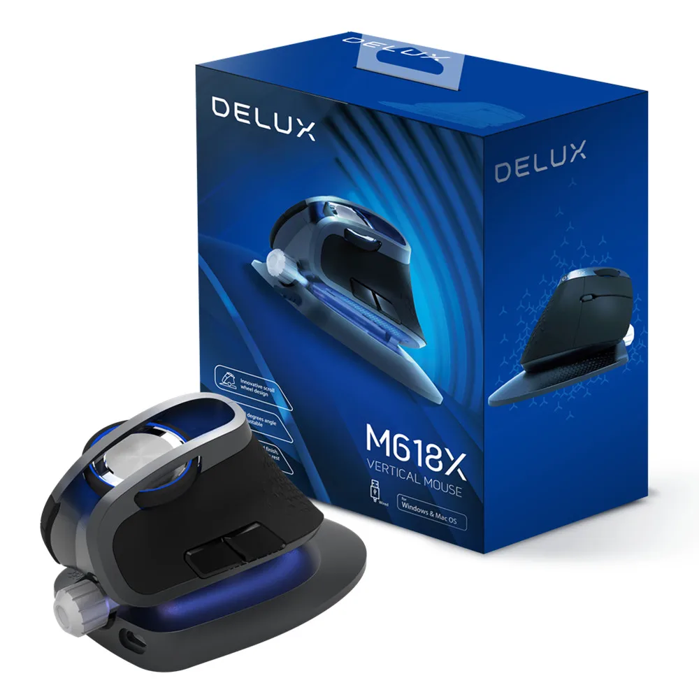 Вертикальная мышь Delux M618X 2 4G Беспроводной + Bluetooth 3 0/4 0 которые поддерживают